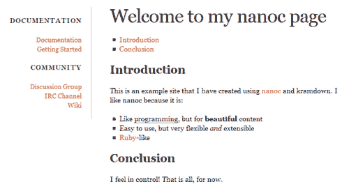 Example rendered nanoc page