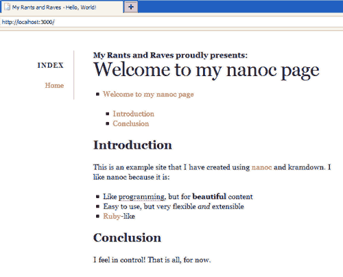 Modified default layout