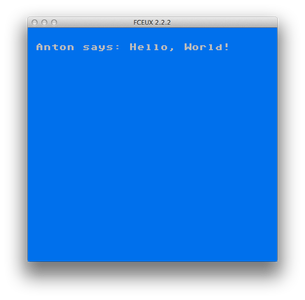 FCEUX screenshot of 'ex01-c-example' program