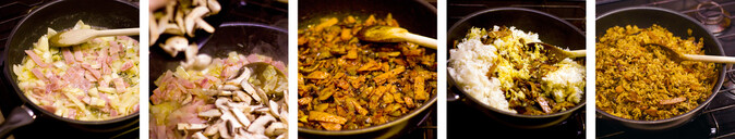 Stages of preparation for Nasi Goreng