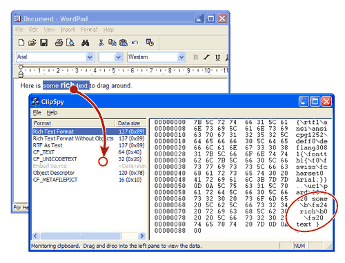 ClipSpy reveals CLIPFORMATs from the Clipboard and Drag-and-Drop